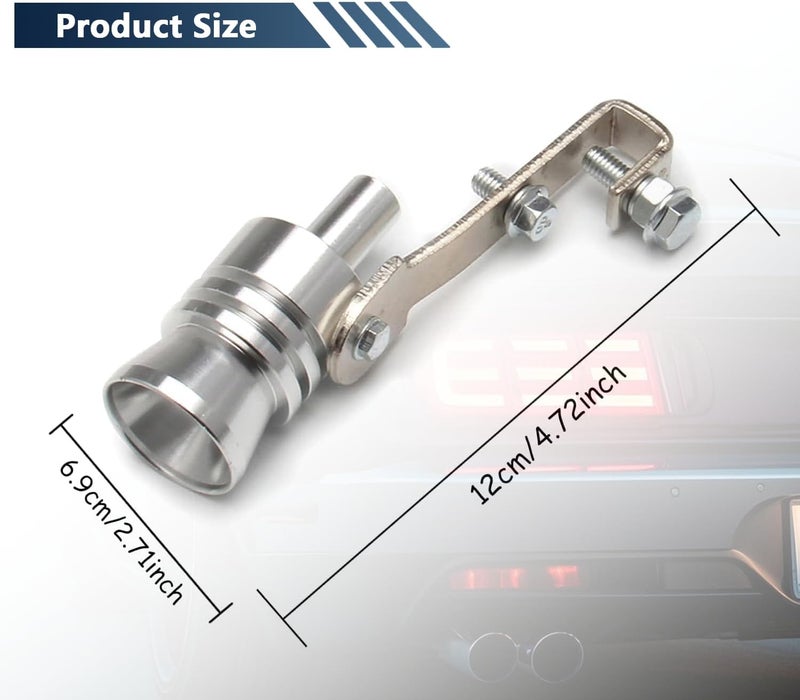 Aorplim Turbo Whistle for Exhaust Pipe 2 PCS, Car Turbo Exhaust Whistle, XL Size Aluminum Alloy Universal Turbo Sound Exhaust Muffler Pipe Whistle Car Roar Maker (Silver/Black #XL) - Image 2